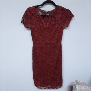 Ambiance Lacey Dress in color Wine Size Small